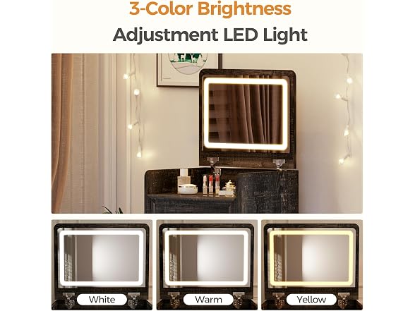 ChicFurnit Makeup Vanity, 3-in-1 Vanity Desk