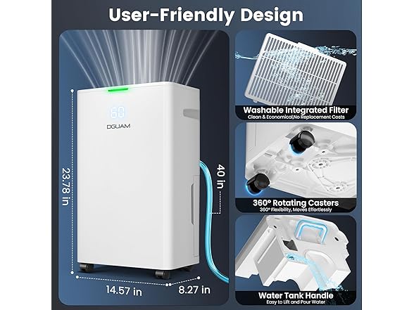 4500 Sq Ft 80 Pint Dehumidifier Basement