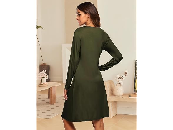 Ekouaer (S) Long Sleeve Nightgown Sleep Dress