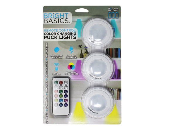 Aduro 3Pk Color Changing Wireless Lights w/ Remote