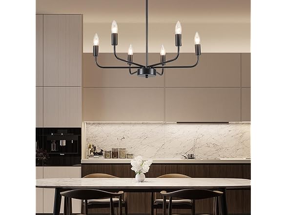 6-Light Industrial Black Chandelier