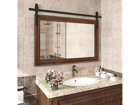 LOVMOR Farmhouse Bathroom Mirror, 51"x35"
