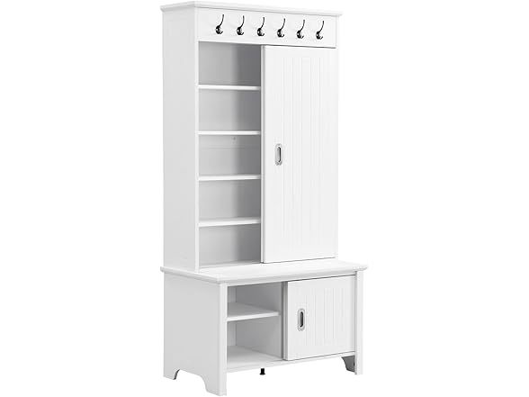 SPOFLYINN Modern Hall Tree with Sliding Doors