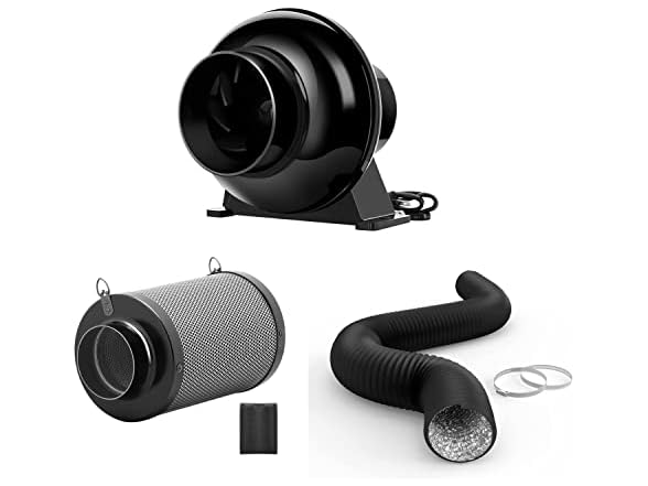iPower 4 Inch 195 CFM Inline Fan Air Carbon Filter with Hook