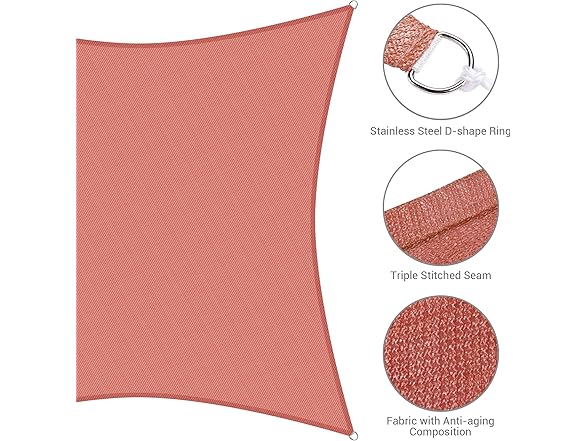 Yescom SHADE SAIL 16Ft SQUARE-Red