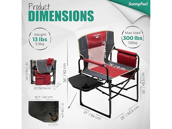 SUNNYFEEL Red 2pk Oversized Camping Chair