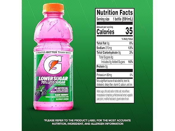 6PK Gatorade Lower Sugar Electrolyte Rain Berry