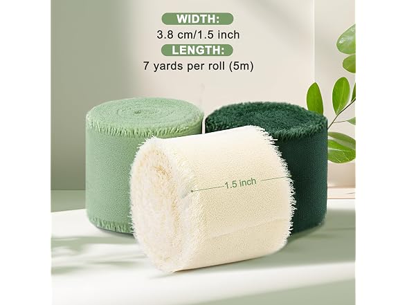 TUYOHW 1.5 x 7 Yd 3 Rolls Soft Silk Ribbon