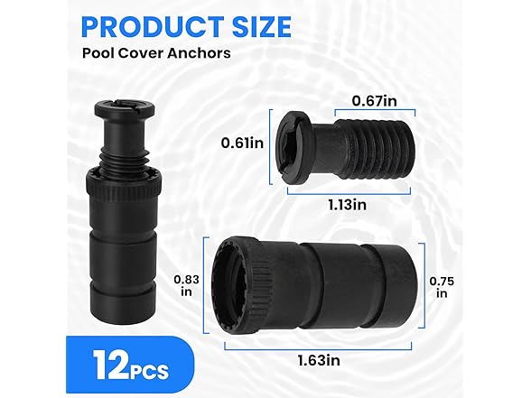 Pool Cover Anchors 12pk for Concrete