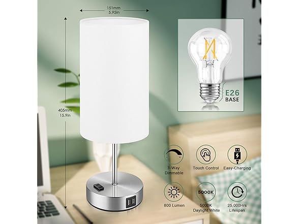 Brightever Touch Control Table Lamps