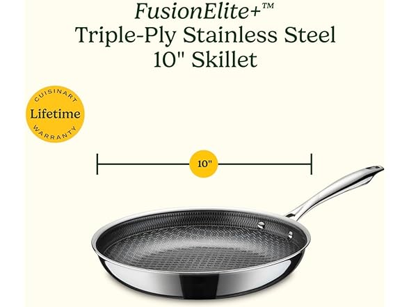 Cuisinart FusionElite+ Hybrid Tri-Ply Stainless Steel 10 Inch Skillet