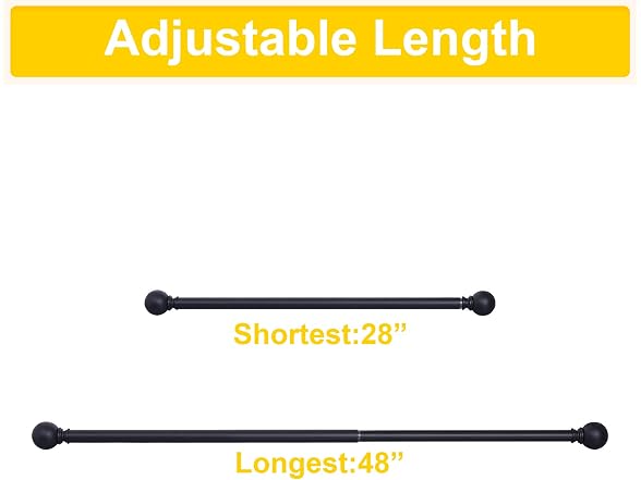 NICETOWN Black Curtain Rods 28-48" Ball