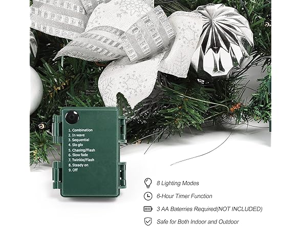 GarveeHome 6FT Lighted Christmas Garland