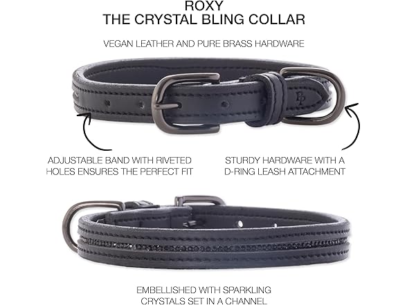 Roxy - The Crystal Bling Collar, Black Bling
