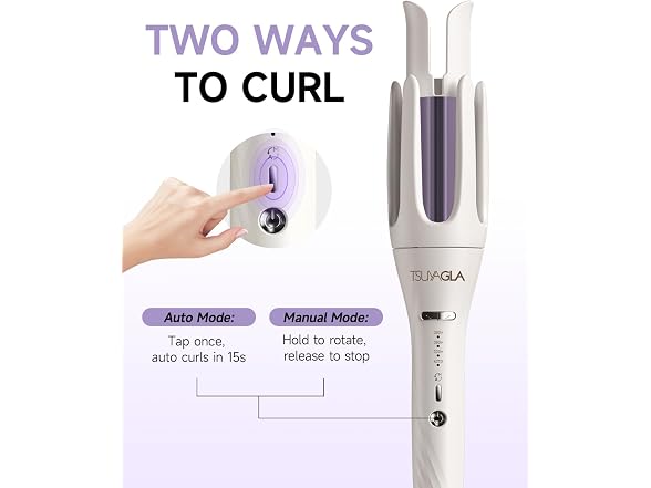 TSUYAGLA White 1"-1.25"-1.5" Barrels Automatic Curling Iron