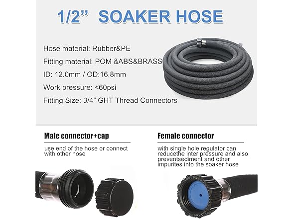 taisia 1/2"Soaker Hose Garden Hose