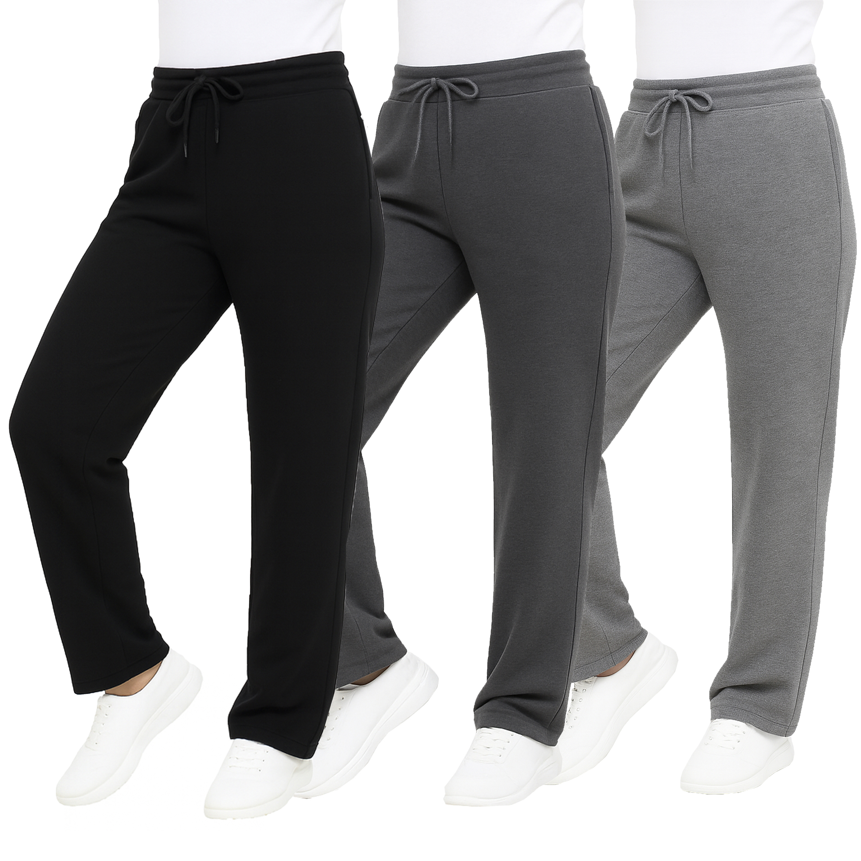 3Pk Womens Heayweight Fleece-Lined Sweatpants - Gallery 13