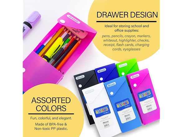 Assorted Color Slider Pencil Case (Pack of 6)