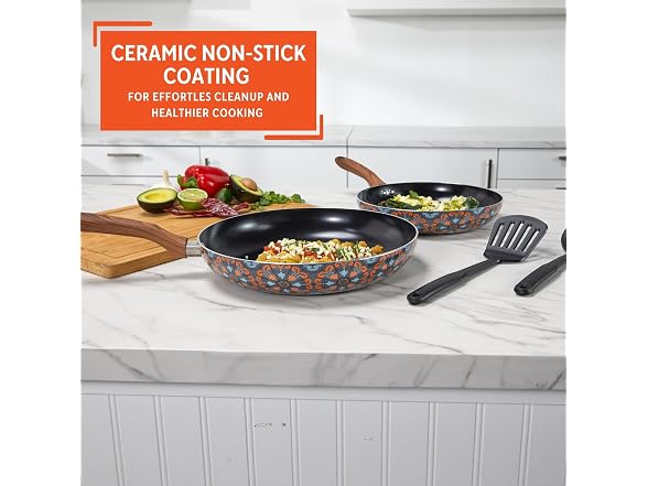 IMUSA 4 Piece 8 & 10 In Aluminum Black Ceramic Fry Pan Set