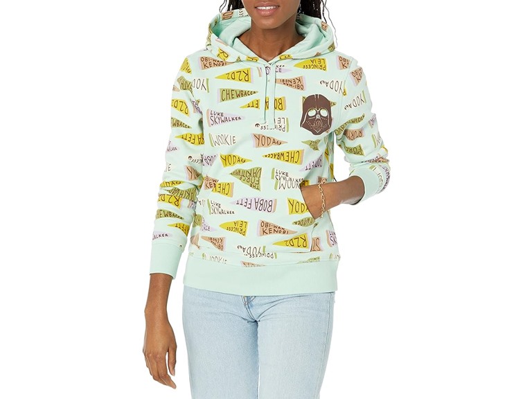 Amazon Essentials Disney | Marvel | Star Wars | Princess Women's Fleece Pullover Hoodie Sweatshirts (Available in Plus Size), Star Wars Pennant, Large