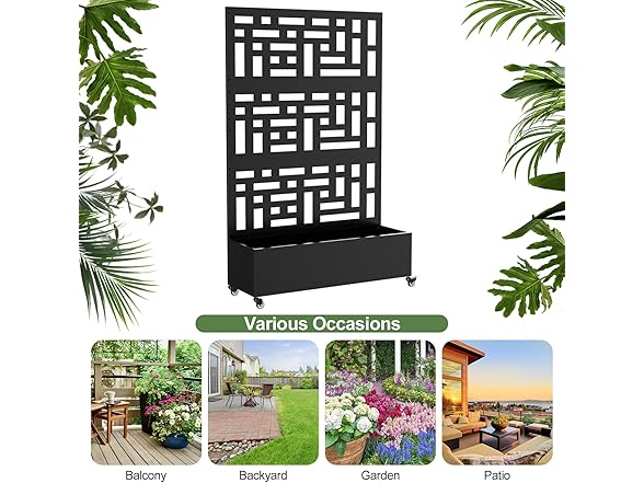 Baotree Metal Planter Box with Trellis