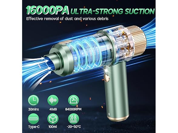JONYJ W0603 Handheld Car Vacuum Cleaner 16000PA
