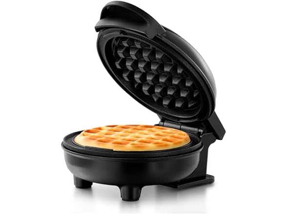 Holstein 4" Mini Waffle Maker Black