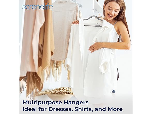 SereneLife 10 Pcs Grey Velvet Hangers