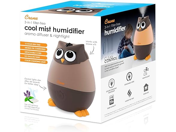 Crane Ultrasonic Humidifiers for Kid's Room and Baby Nursery