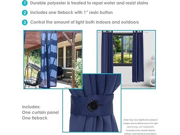 Sunnydaze Decor Curtain Panel, 52x96, Blue