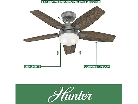 Hunter Fan 44" w/ Light and Pull Chain