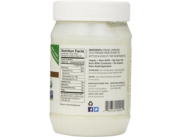 3PK Nutiva Organic Virgin Coconut Oil