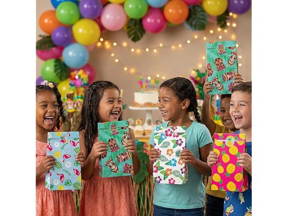 Fun Express Luau Treat Bags with Stickers Assortment May Vary