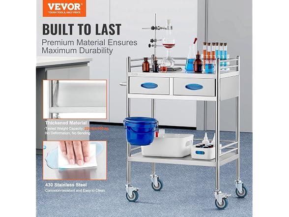 VEVOR Lab Serving Cart, 2 Layers