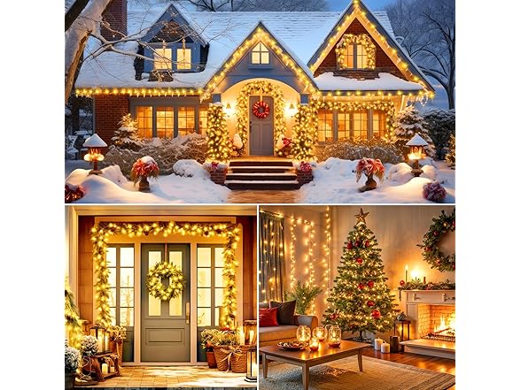 Brightown Christmas Lights Battery Operated, 4 Pack 66 FT