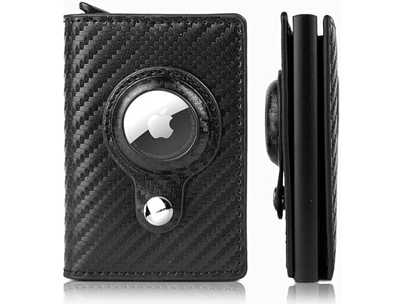 JGD Leather Airtag RFID Wallet, Black