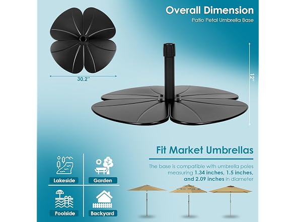 GREENVINES 4-Piece Patio-Petal-Umbrella-Base