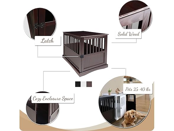 Casual Home Wooden Large Pet Crate, End Table