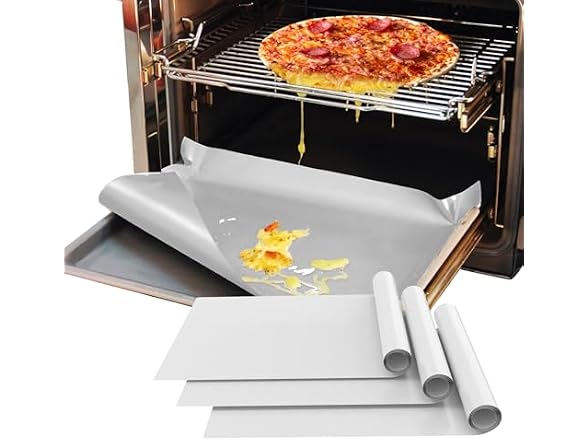 Demiwise 3 Pack Silver Oven Liners for Bottom of Oven