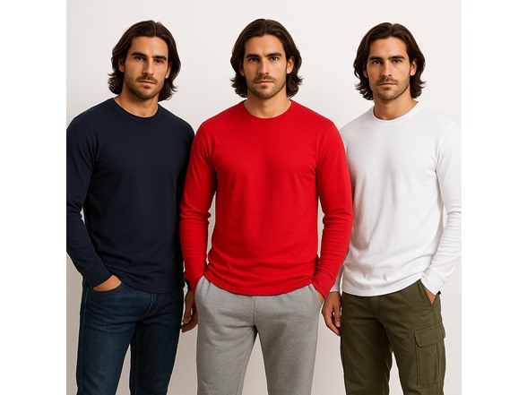 (3Pk) Men's Long Sleeve T-Shirt (S-3XL)