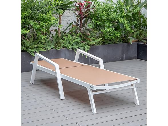 LeisureMod MLAW-77LBR Marlin Chaise Lounge Light Brown