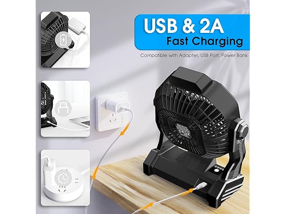 JINLICTE Camping Fan with LED Lantern