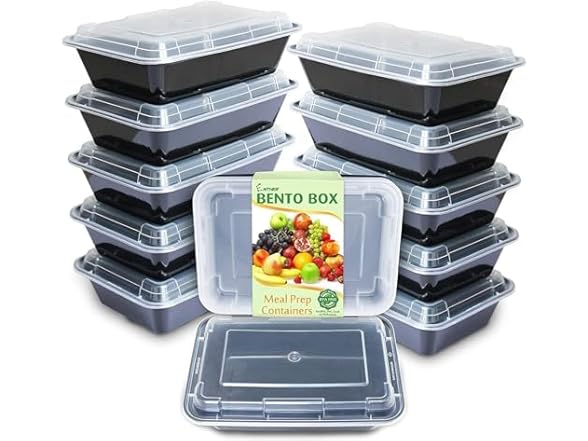 Enther Meal Prep Containers 12 Pack 1 Compartment