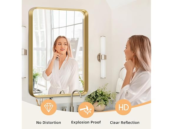 GlasFlength Gold Bathroom Mirror 40x30"