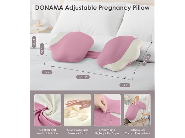 DONAMA Cooling Pregnancy Pillow Pink