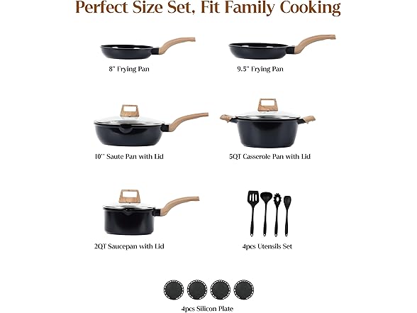 16Pcs Titanium Pots and Pans Set