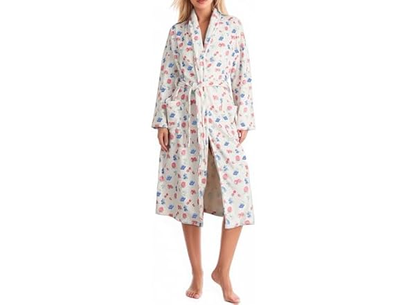 Women Strawberry Print Bathrobe