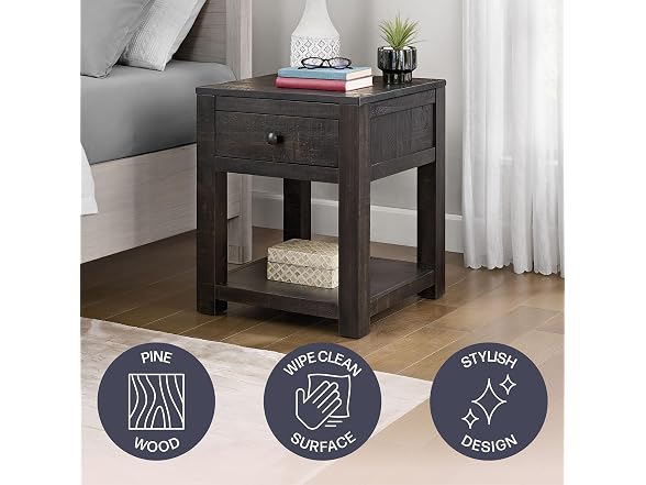 Alaterre Durham Side Table Dark Brown