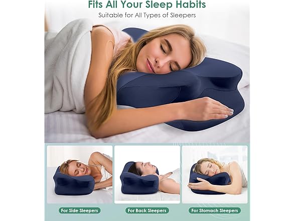 DONAMA Cervical Pillow for Sleeping, Blue