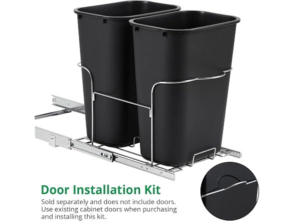 2 x 25 Quart Double Bin Pull-Out Trash Can for Under Kitchen Cabinet